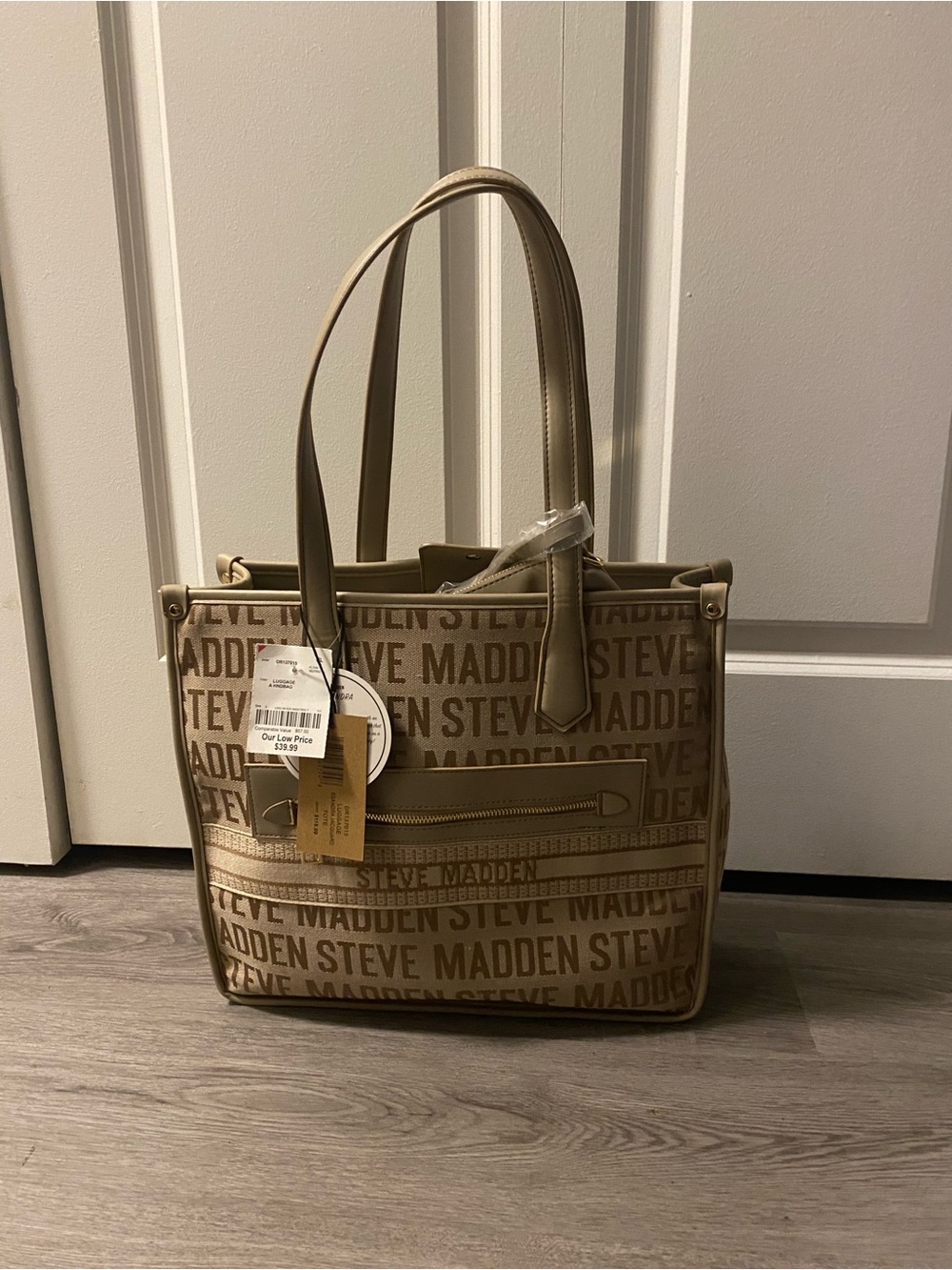 Steve Madden Tan Logo Tote Bag